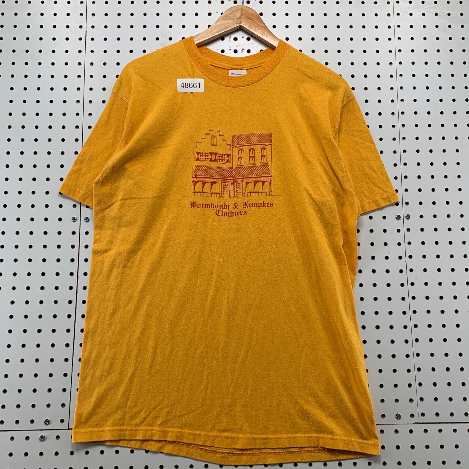 Vintage Stedman T Shirt Men XL Gold 80s Wormhoudt & Kempkes Clothiers Pella Iowa gallery