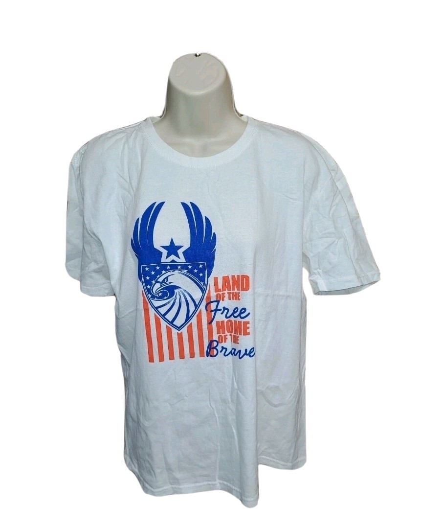 Land of the Free Home of the Brave Womens Large White TShirt