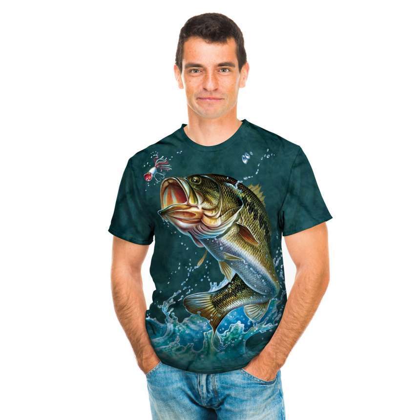 Bass River Fish Fishing Marine Aquatic Ocean Green Mountain Cotton Shirt S-5X gallery