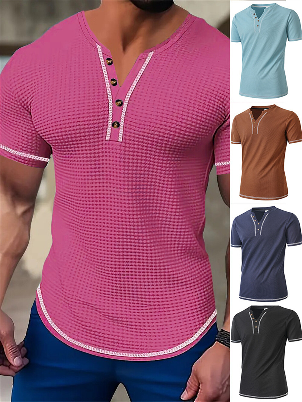 Men’s Muscle V-Neck T Shirt Short Sleeve Shirt Gym Workout Athletic Tee Shirts