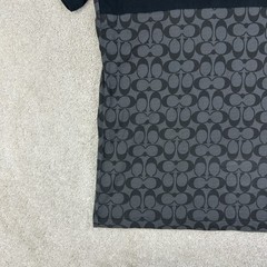 COACH Men’s Signature Monogram Logo Organic Cotton Black Gray Crewneck T Shirt M