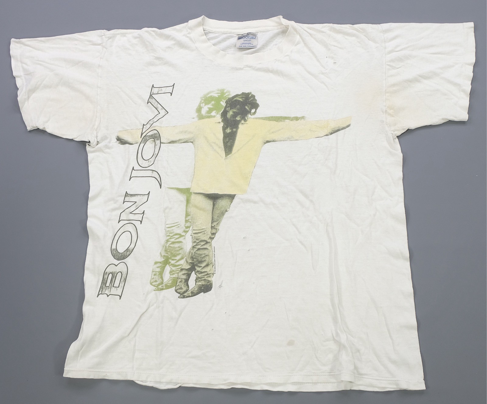 Rare VTG BROCKUM Bon Jovi Keep The Faith 1992 Album Tour T Shirt 90s White OSFA