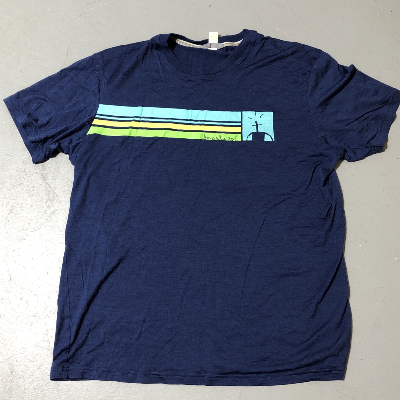 Smartwool Merino Wool T Shirt Mens Large Baselayer Short Sleeve Logo Blue