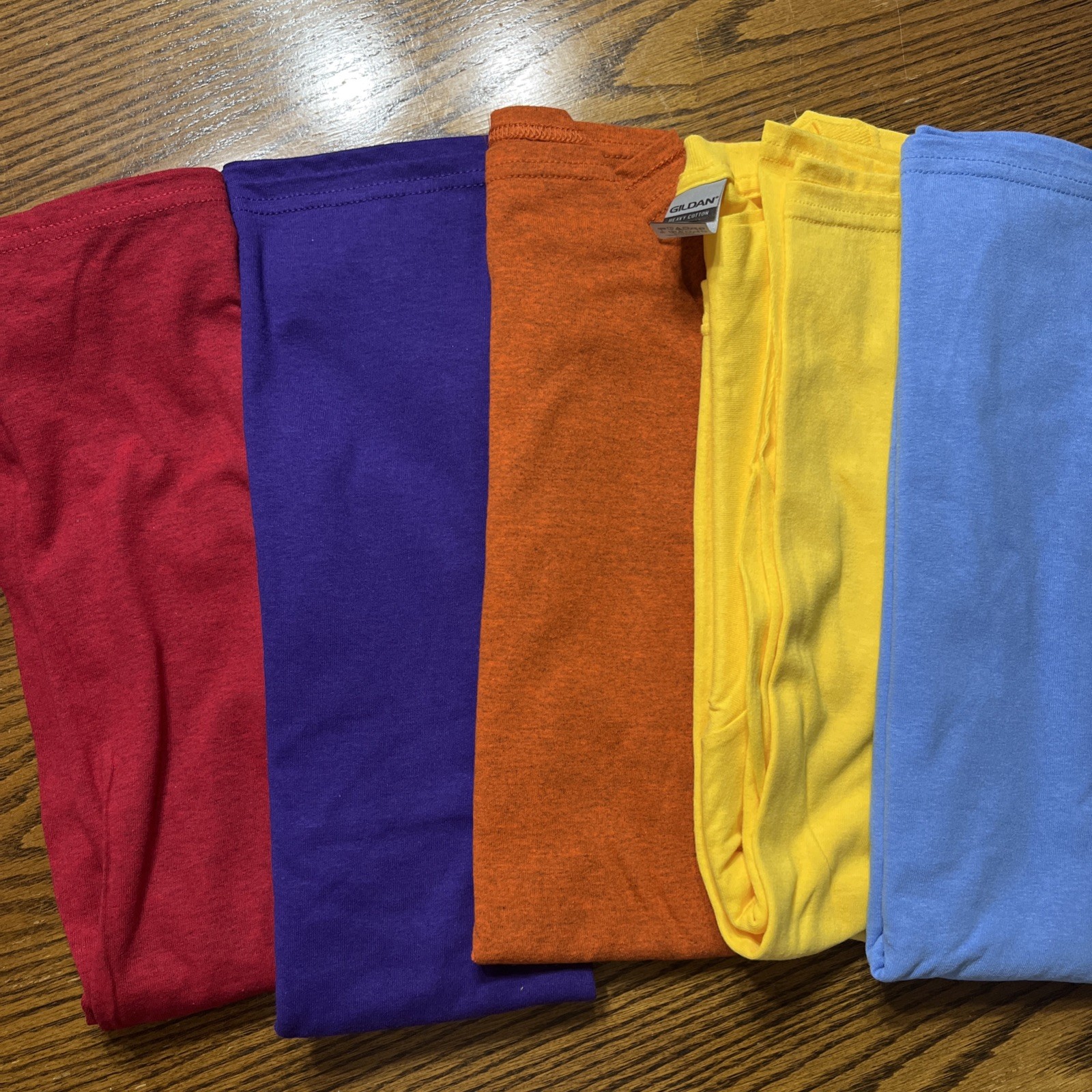 Gilden Heavy Cotton T-shirts Multicolors Size Large No Pocket Set Of Five gallery
