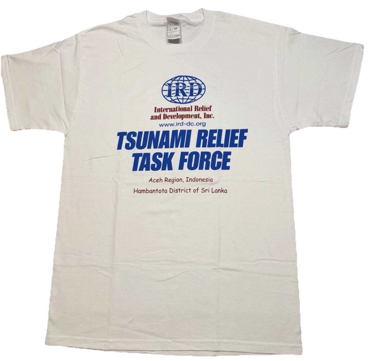 Vintage 2005 IRD Tsunami Relief Task Force Tee Aceh Sri Lanka Fruit Loom L