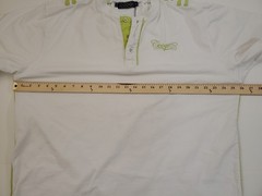 COOGI Size 2XL White with Green Trim Embroidered Logo Short Sleeve Henley Shirt