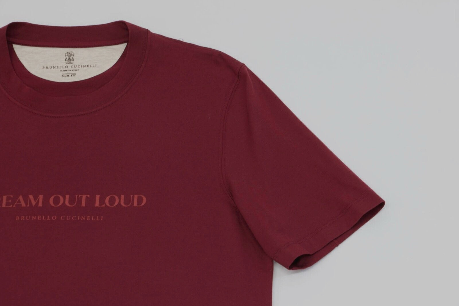 NWT Brunello Cucinelli Men "Slim Fit" Textured Logo Graphic Crewneck Tee M A238 gallery