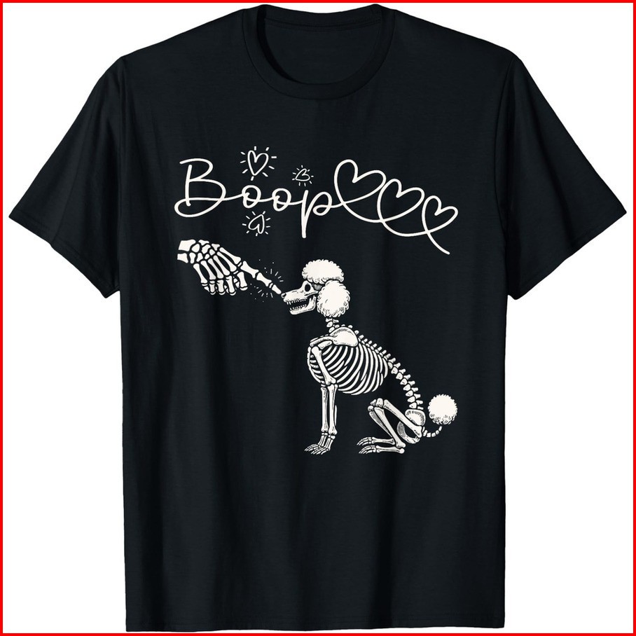 Cute Skeleton Hand Boop Poodle Halloween Dog Lover T-Shirt
