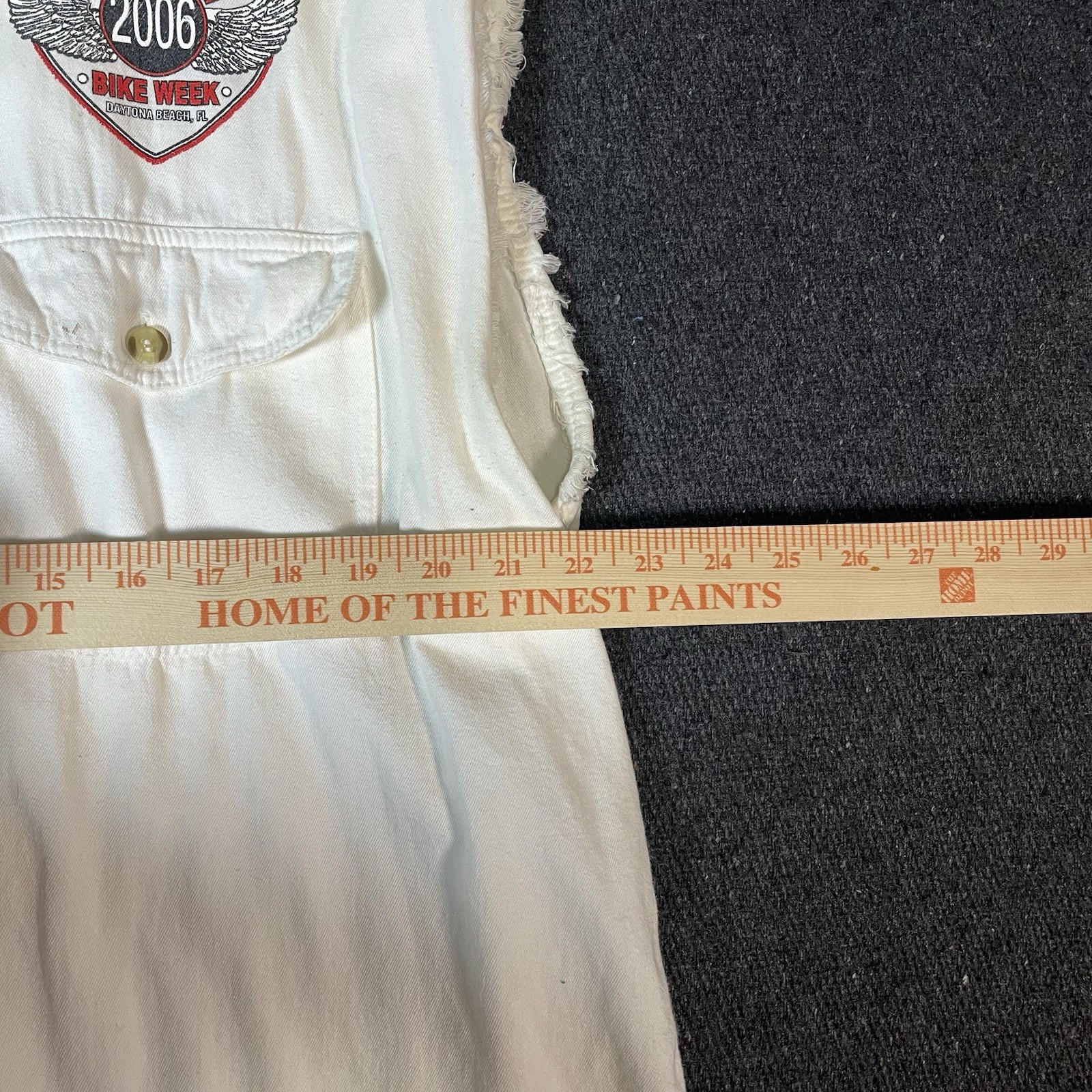 Vintage 2006 Daytona Beach Bike Week Vest Shirt USA Biker Design White Cotton XL gallery