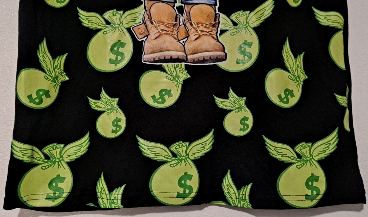 Vibes Legend Bear Money T-Shirt Men's Size Large Black Short Sleeve 100% Cotton gallery