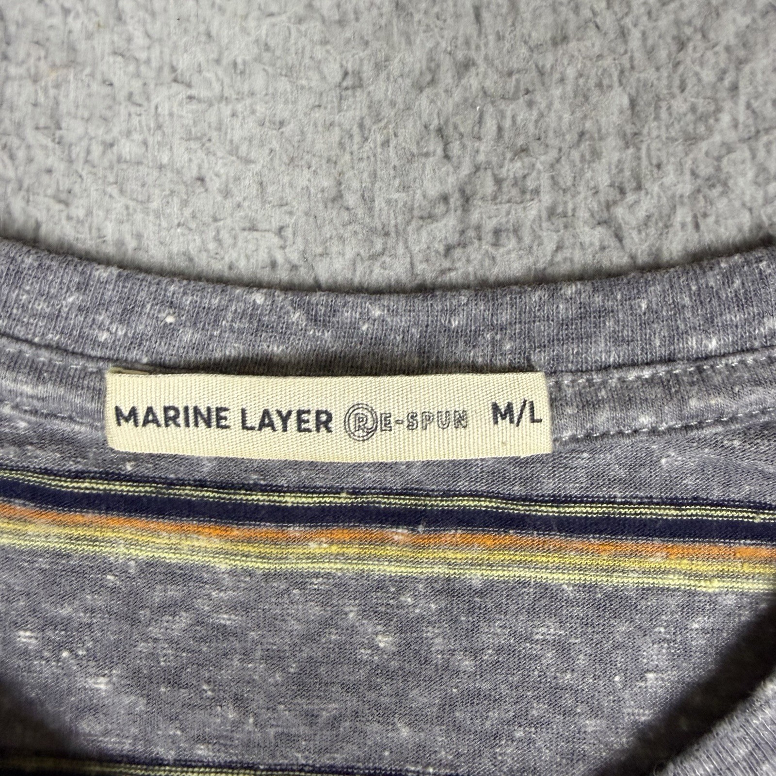 Marine Layer T Shirt Mens M / L Gray Black Striped Cotton Blend Casual Tee gallery