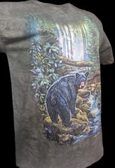 The Mountain Black Bear Forest Creek Lake Green Tye Dye Tee L
