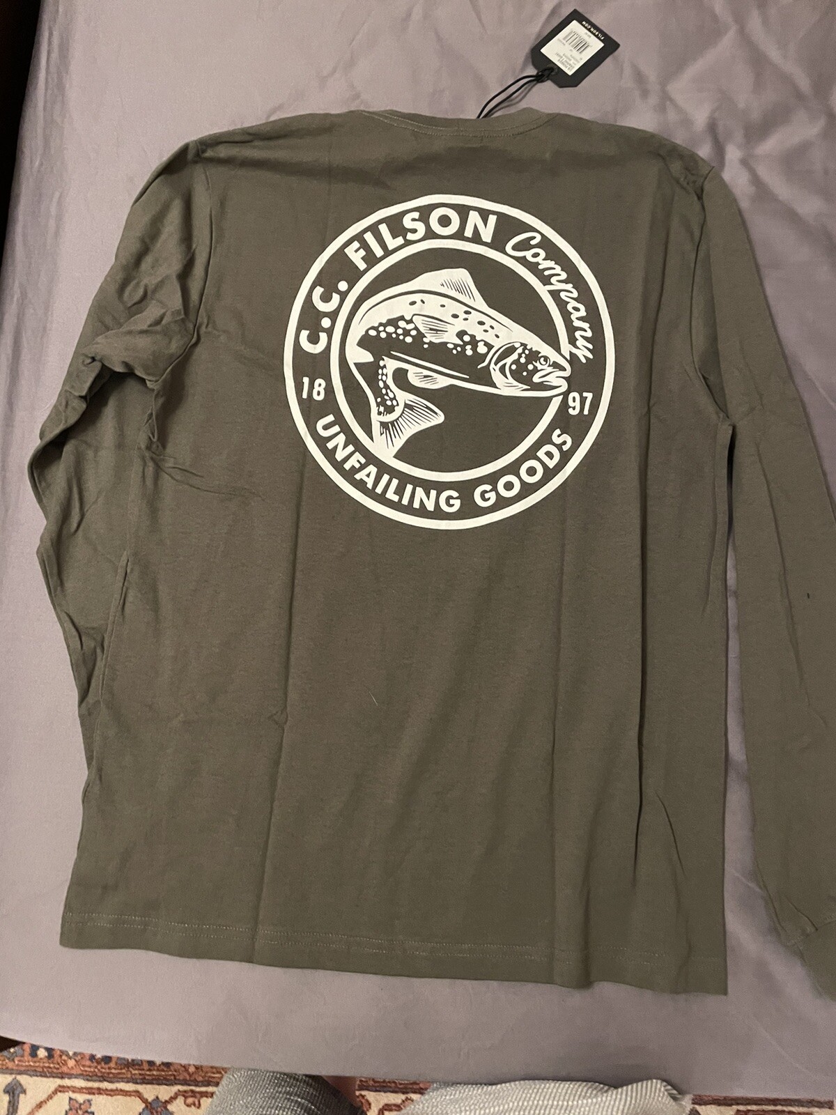 New! $60 Filson Pioneer Graphic Long Sleeve T-shirt Mens Sz M Made In USA. Olive gallery