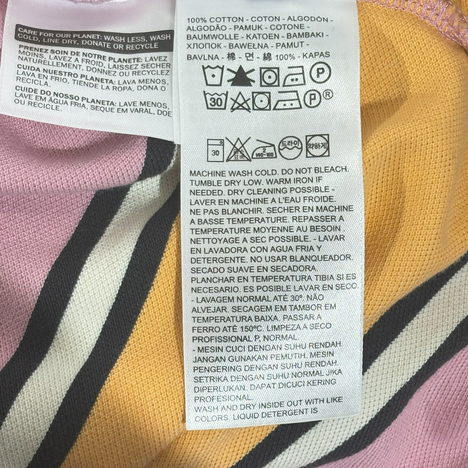 LEVI’S VINTAGE CLOTHING LVC 80’S WIDE T- SHIRT STRIPED SMALL ORANGE PINK gallery