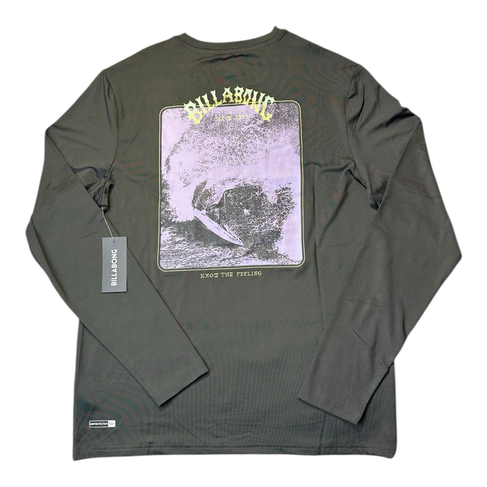 Billabong LS Surf Shirt Tee UPF 50+ Quick Dry, Raven Know The Feeling Men’s Sz L gallery