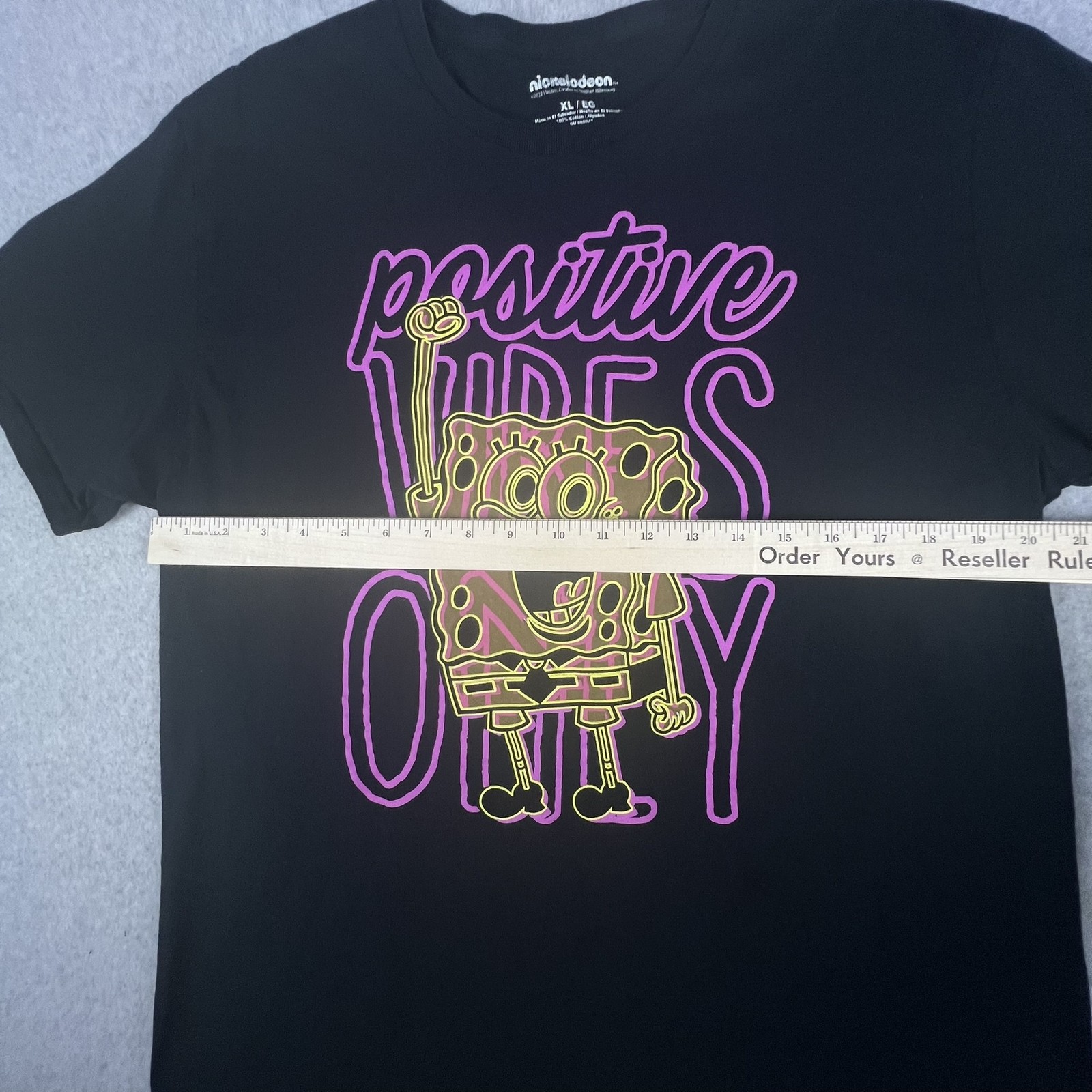 SpongeBob SquarePants Shirt Mens XL Black Neon Cartoon Nostalgia Graphic Tee gallery