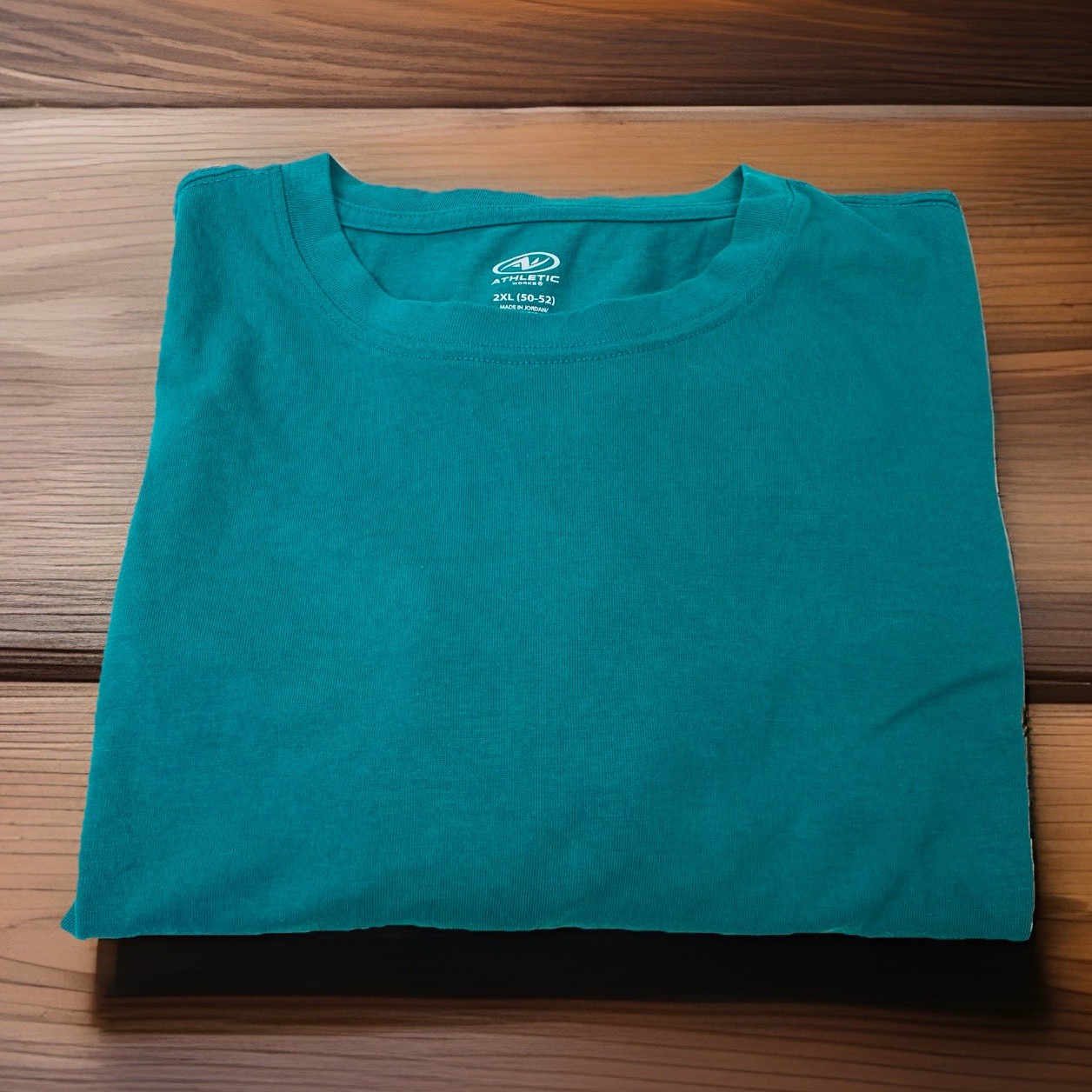 Athletic Works Men’s 2XL XXL Solid Teal Short Sleeve Crew Neck T Shirt gallery