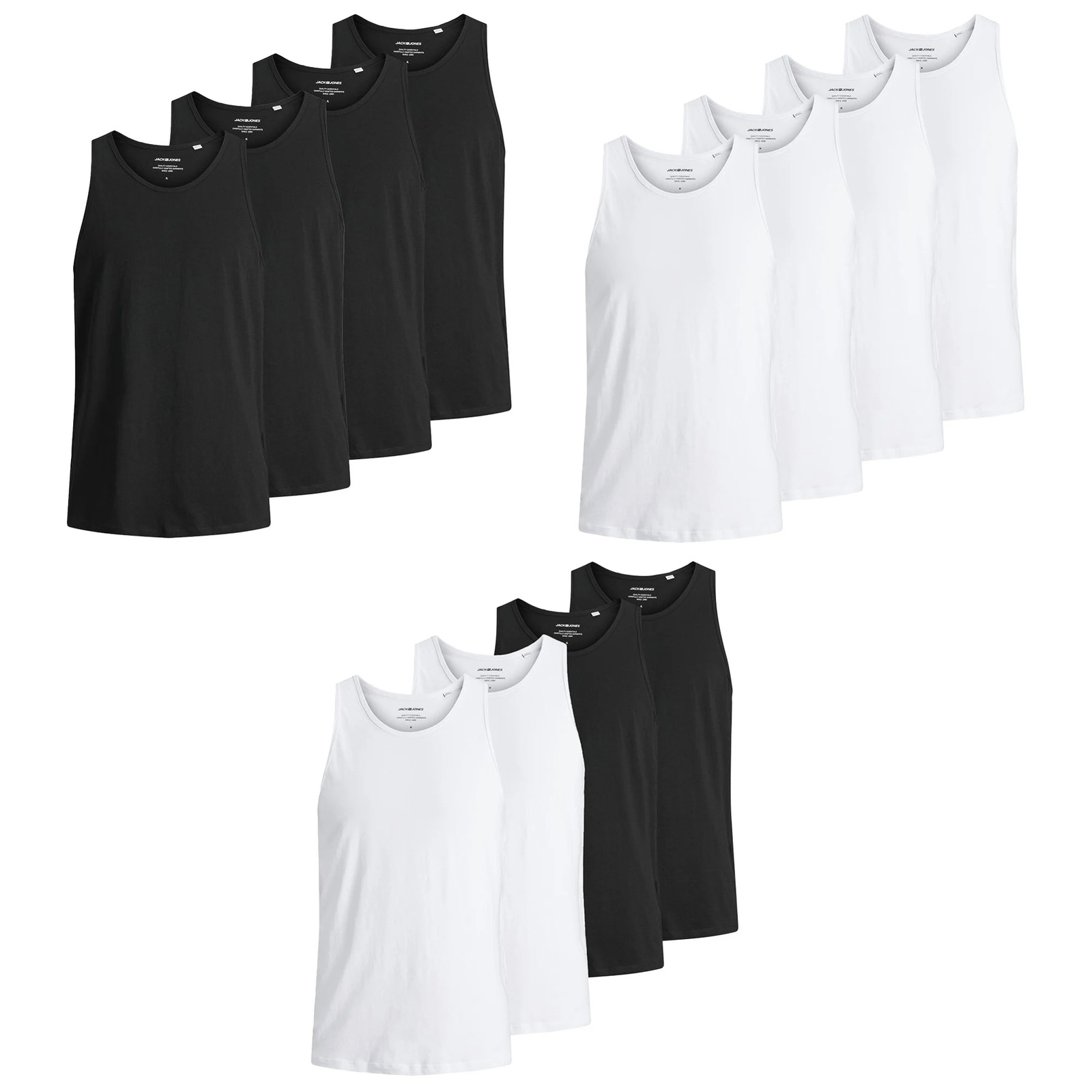 JACK & JONES Men’s Tank Top, 4 Pack – JACBASIC TANK TOP, Plain, Cotton…