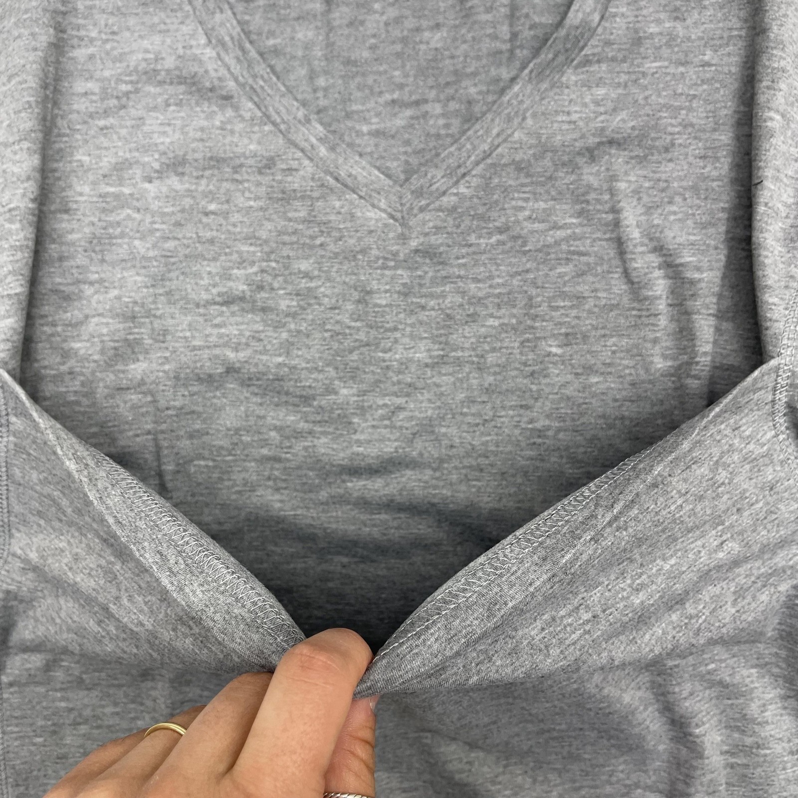Solid Stretch Shirt Mens Large Gray V-Neck Tee Soft Jersey Basic Tagless Casual gallery