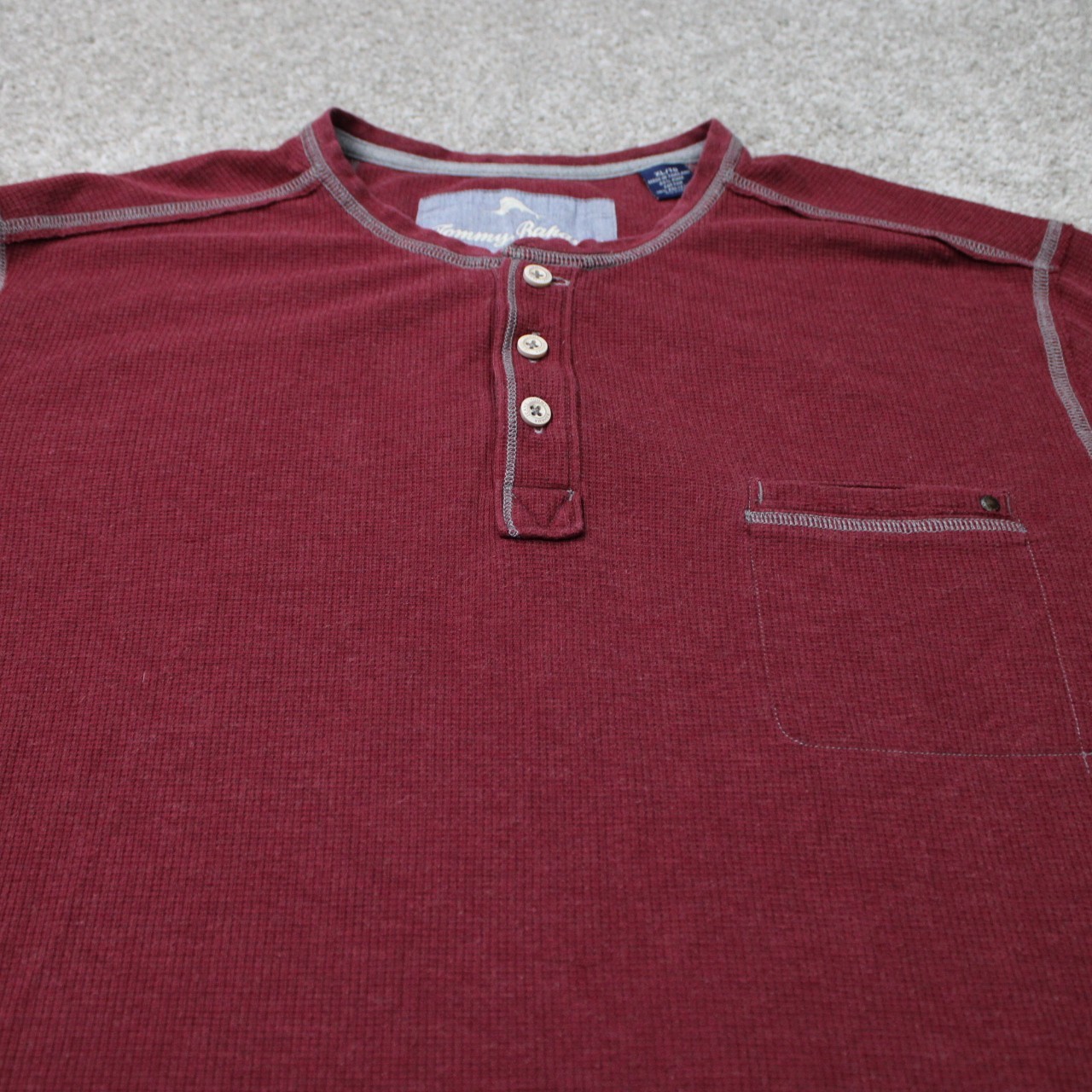 Tommy Bahama Henley Shirt Mens XL Red Pima Cotton/Polyester Stretch L/S Pullover gallery