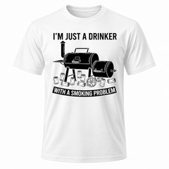 Problem Grilling BBQ Dads White Graphic T-Shirt