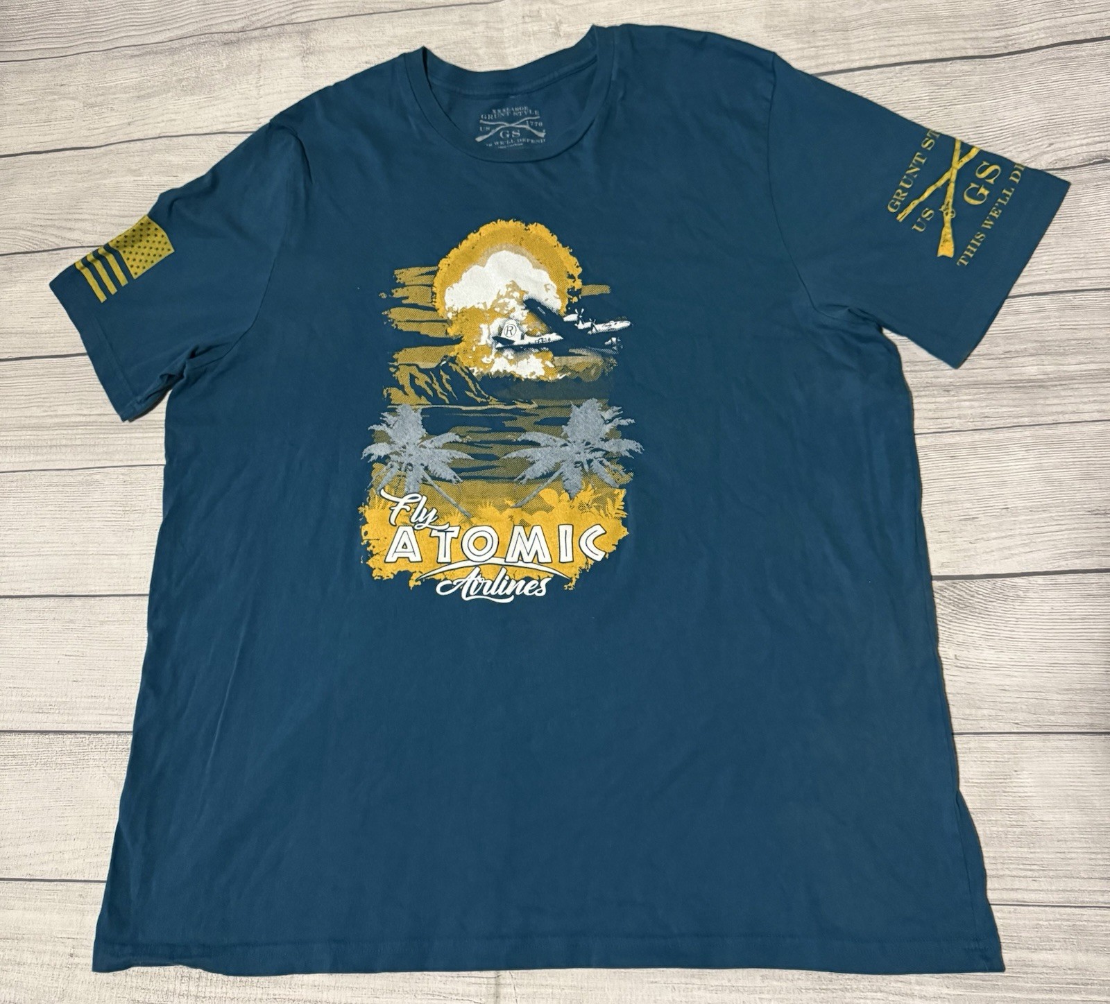 Grunt Style Graphic T Shirt Fly Atomic Airlines This Well Defend Size 3XL XXXL