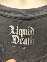 Liquid Death “Bottle Slaughter” / Death to Plastic Grim Reaper Black Tee – XL