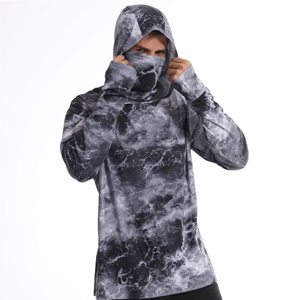 UPF50+ Mens Outdoor Fishing Hoodie Sun Block Skin Protection Long Sleeve Top 🌸 gallery
