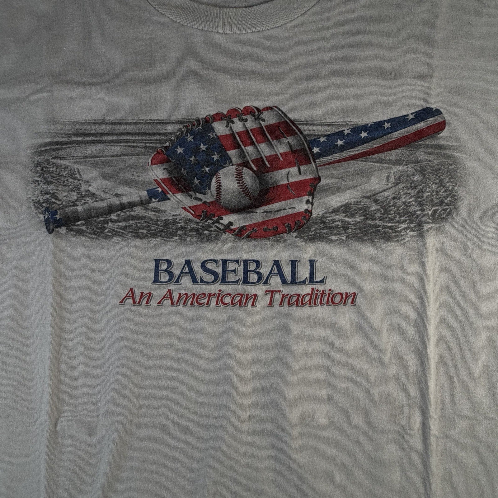 Vintage 90s Baseball An American Tradition White T-Shirt Mens Large MLB USA gallery