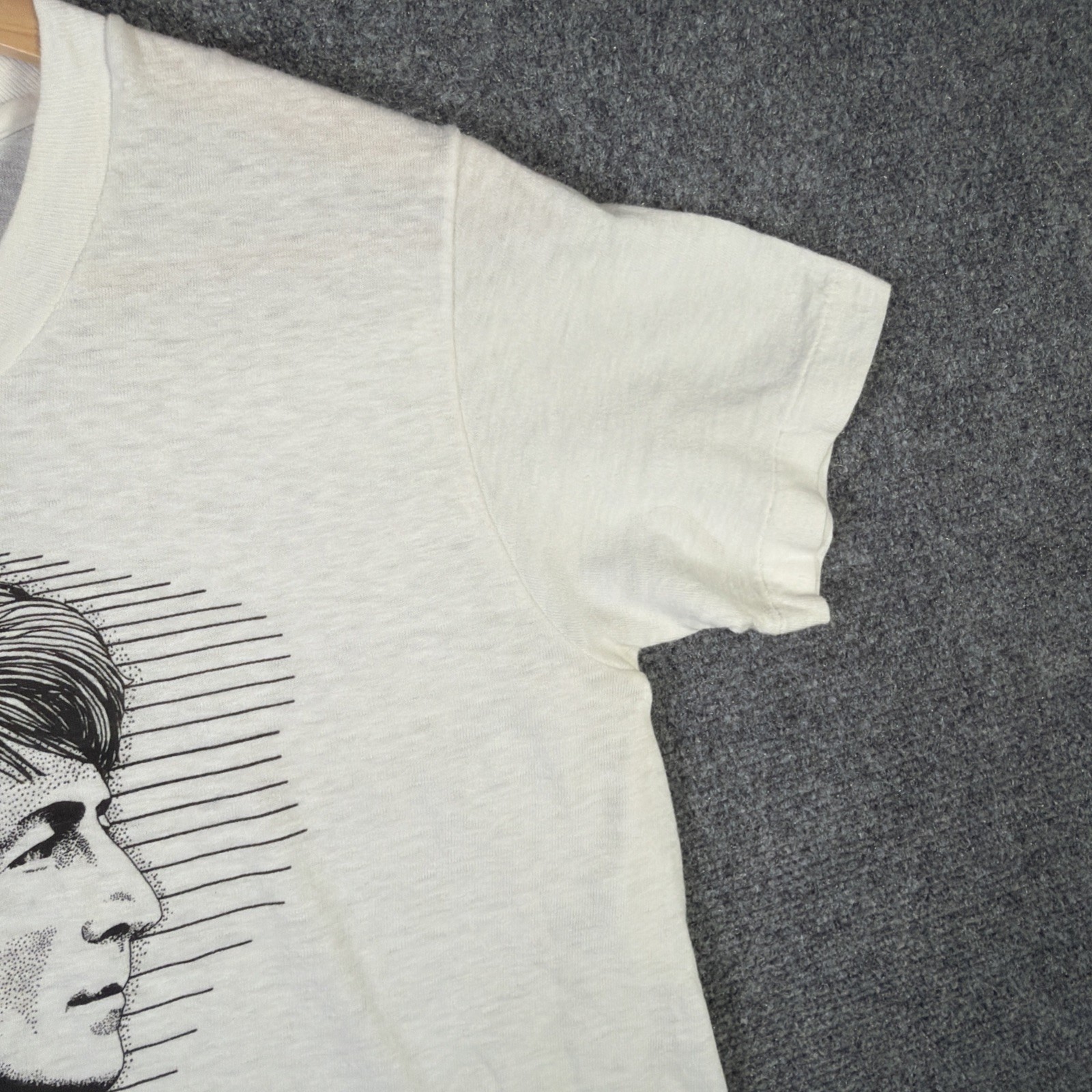 Vintage John Lennon Shirt Small White 80s Beatles Portrait Art Rare Music Death gallery