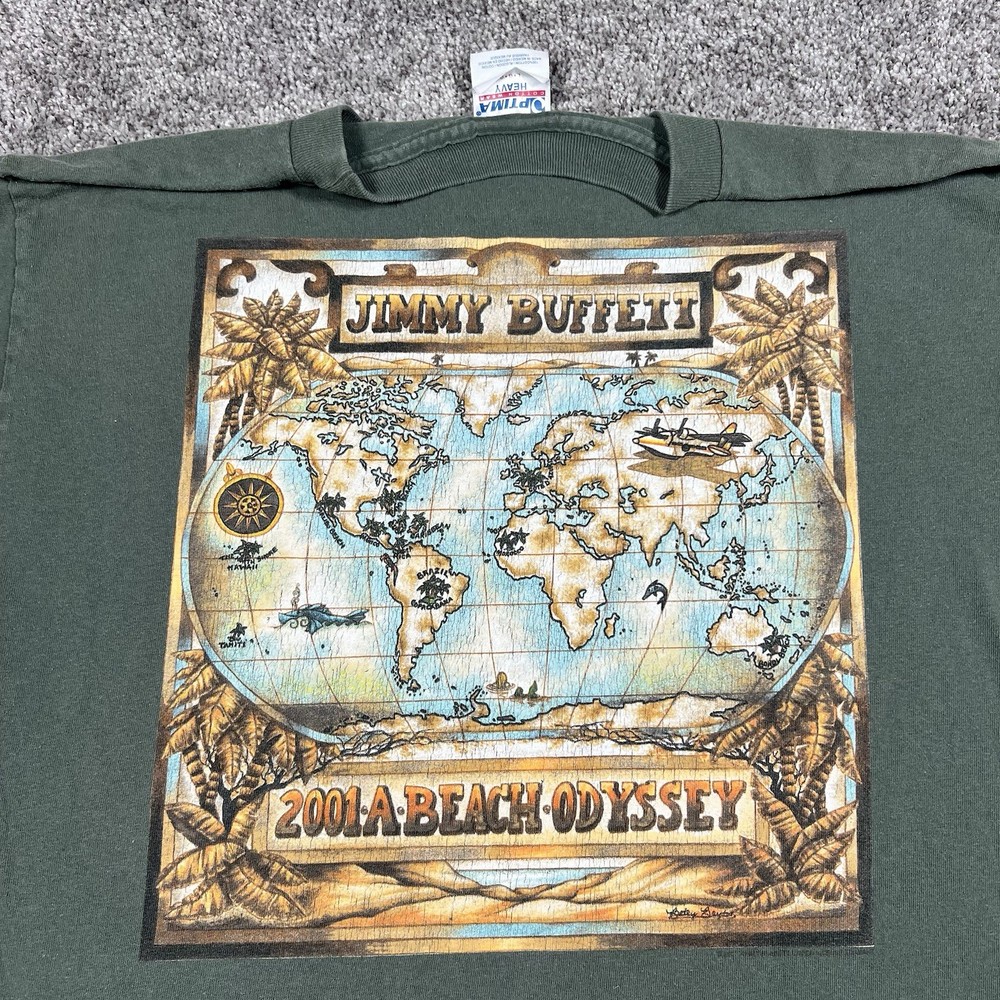 Vintage Jimmy Buffett Large 2001 A Beach Odyssey Tour Shirt L Faded
