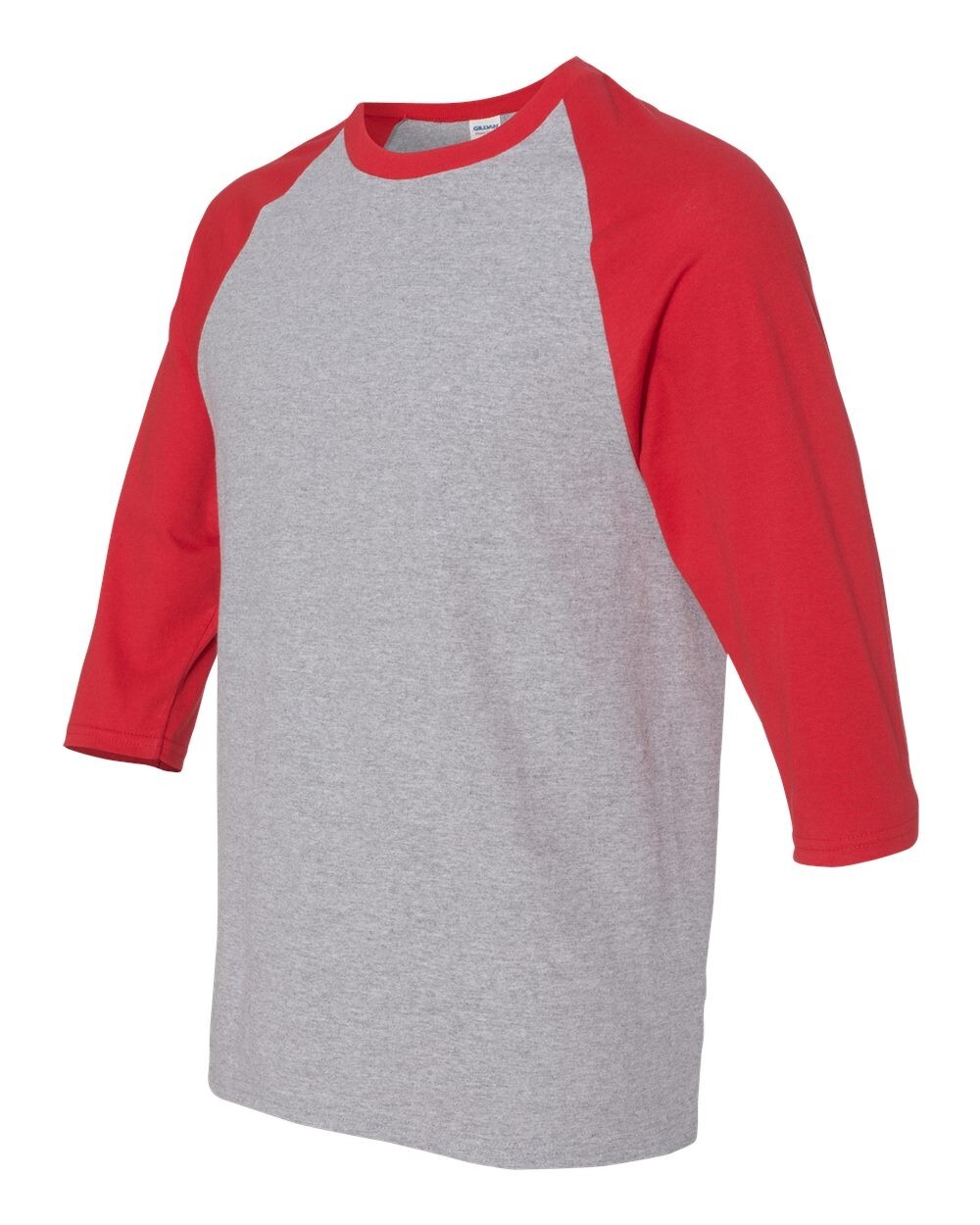 Gildan - Heavy Cotton Raglan Three-Quarter Sleeve T-Shirt - 5700 Sport Grey/ Red gallery