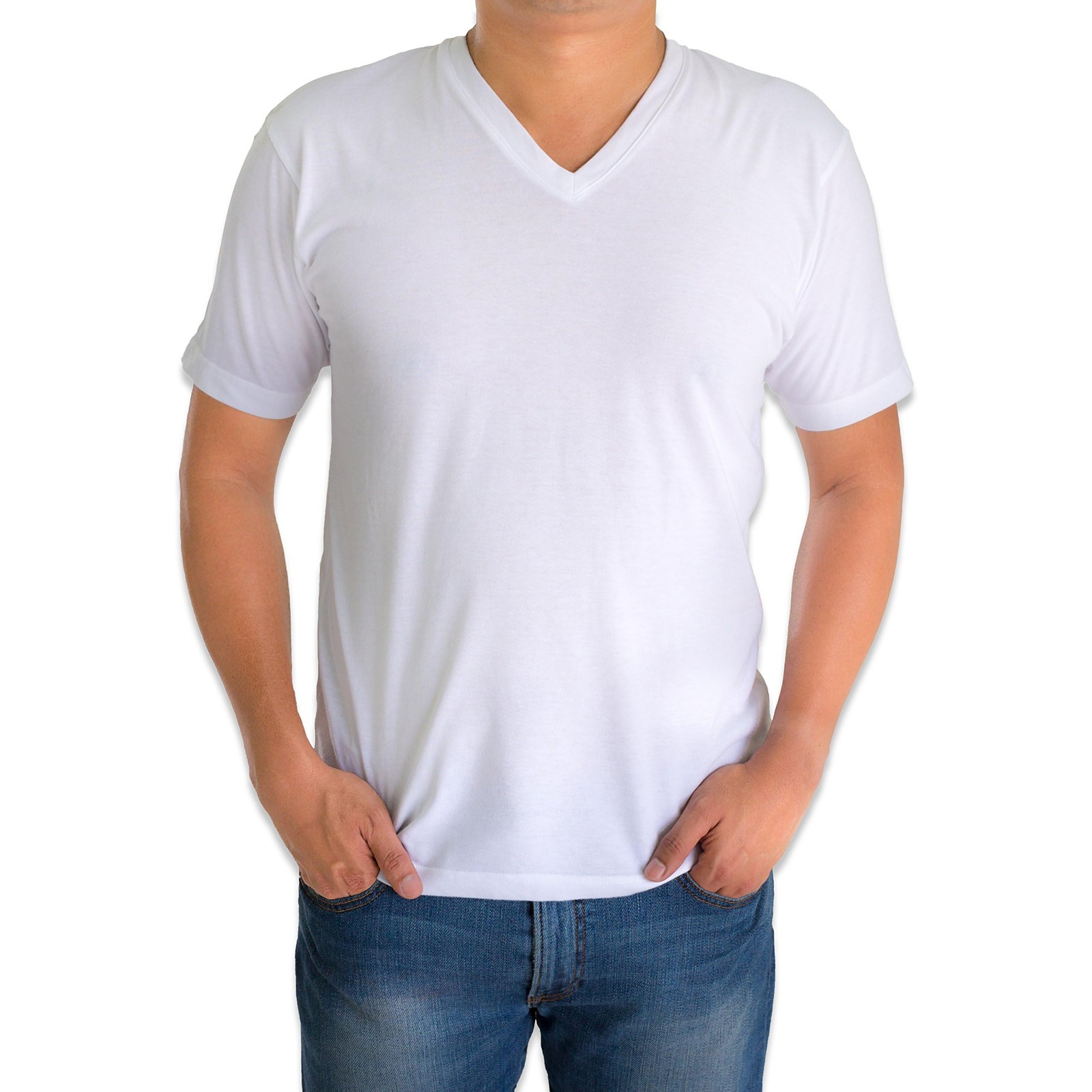 Classic Men's White Short Sleeve Undershirts V Neck T Shirt - Multi & Bulk Wh... gallery
