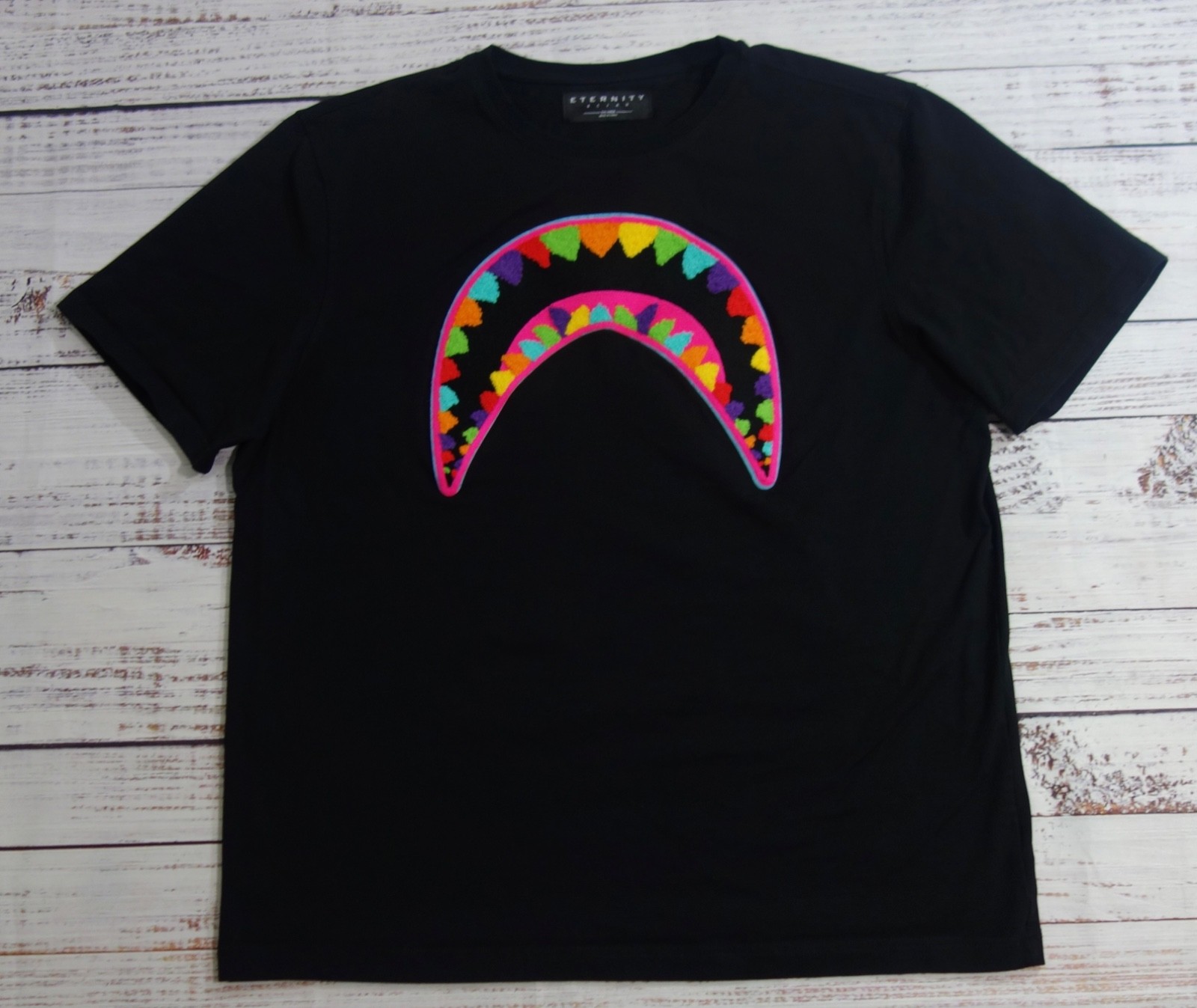 Eternity BC/AD Candy Large Shark Mouth Solid Black Short Sleeve T-Shirt Mens 2XL