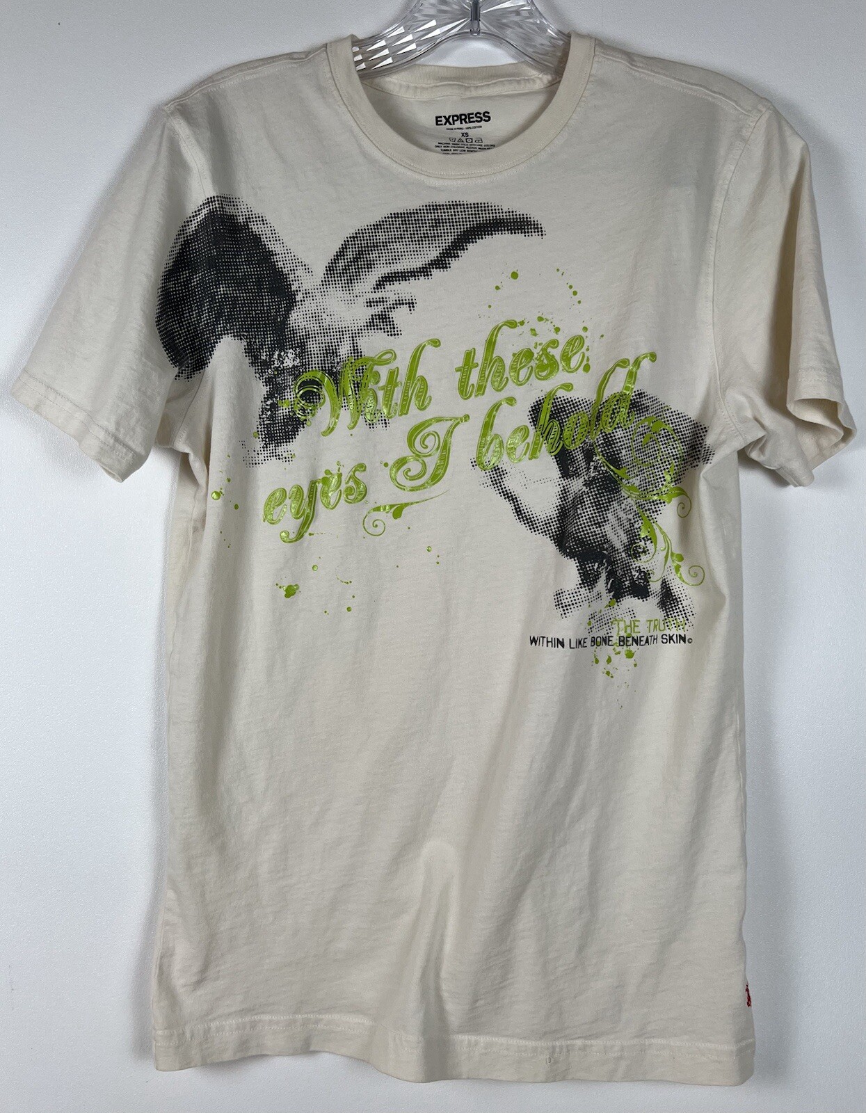 Express Men’s Graphic T-Shirt XS Pale Yellow Short Sleeve