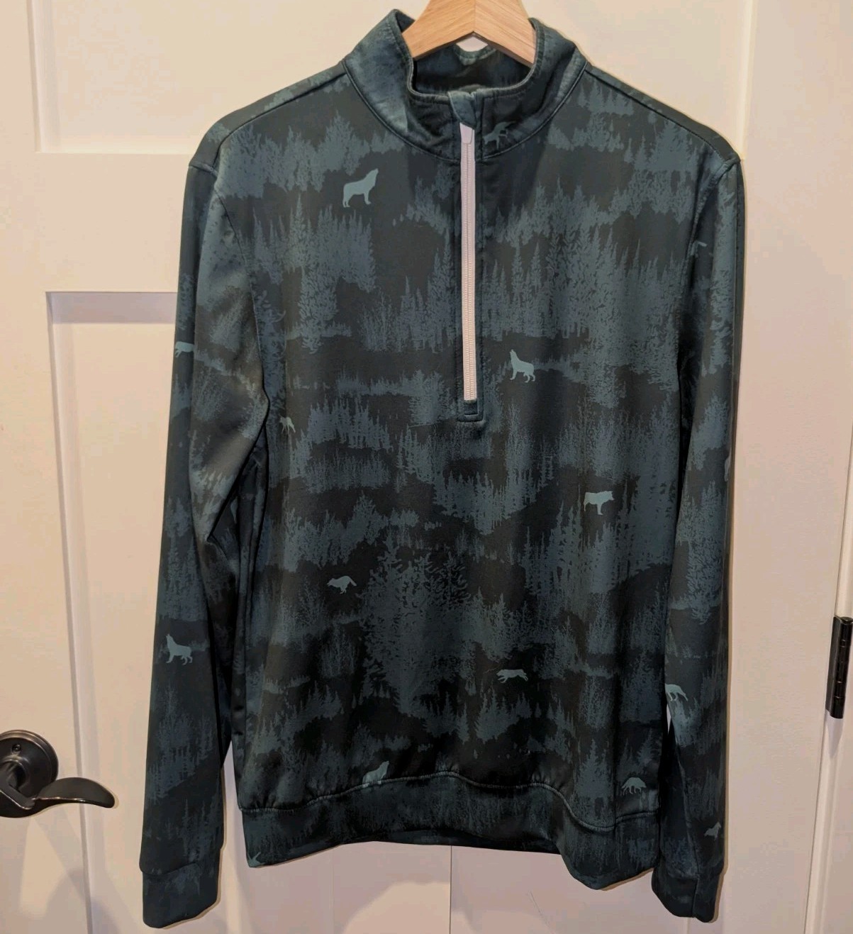 Waggle Quarter 1/4 Zip Pullover Golf Top Mens A Long Sleeve Athletic Wolf Green gallery