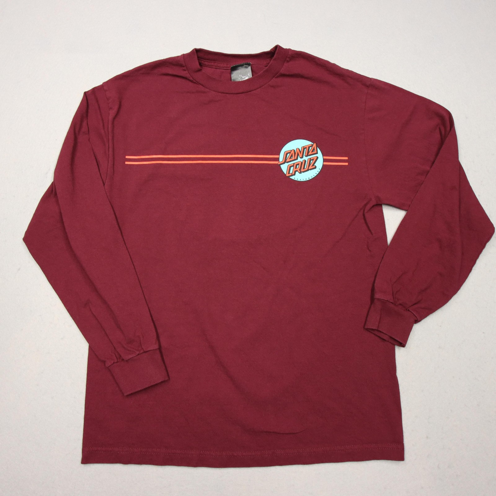 Santa Cruz Skateboards Shirt Mens Medium Maroon Long Sleeve Logo Graphic Tee