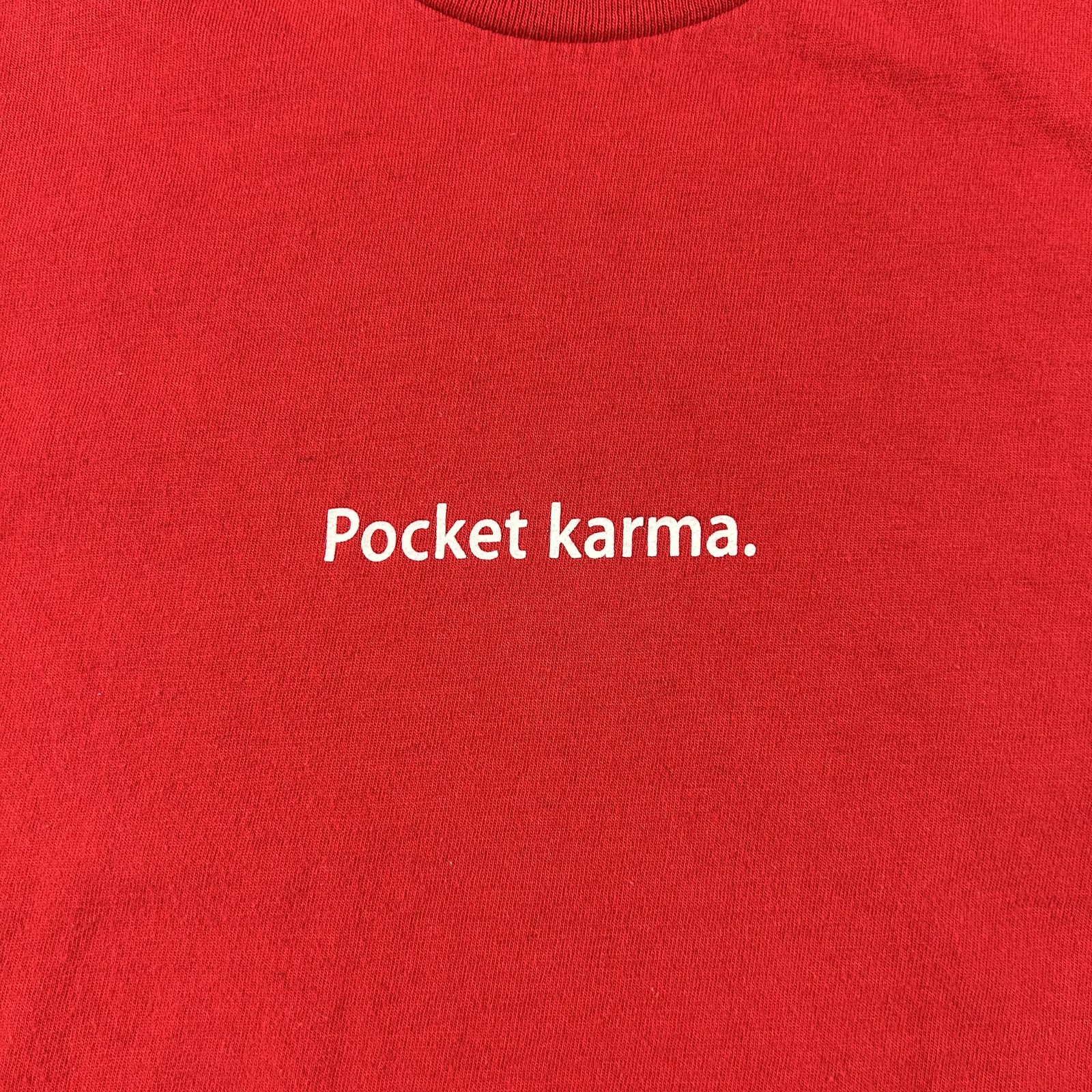 Apple Shirt Mens Medium Red IPod Nano PRODUCT RED Pocket Karma Graphic Tee gallery