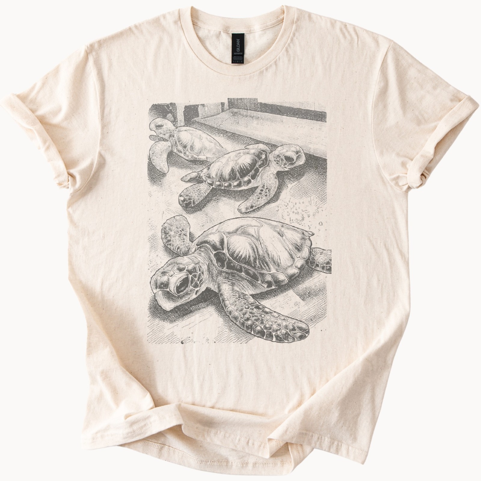 Vintage Sea Turtle Graphic Tee Natural Retro Ocean Wildlife Art gallery