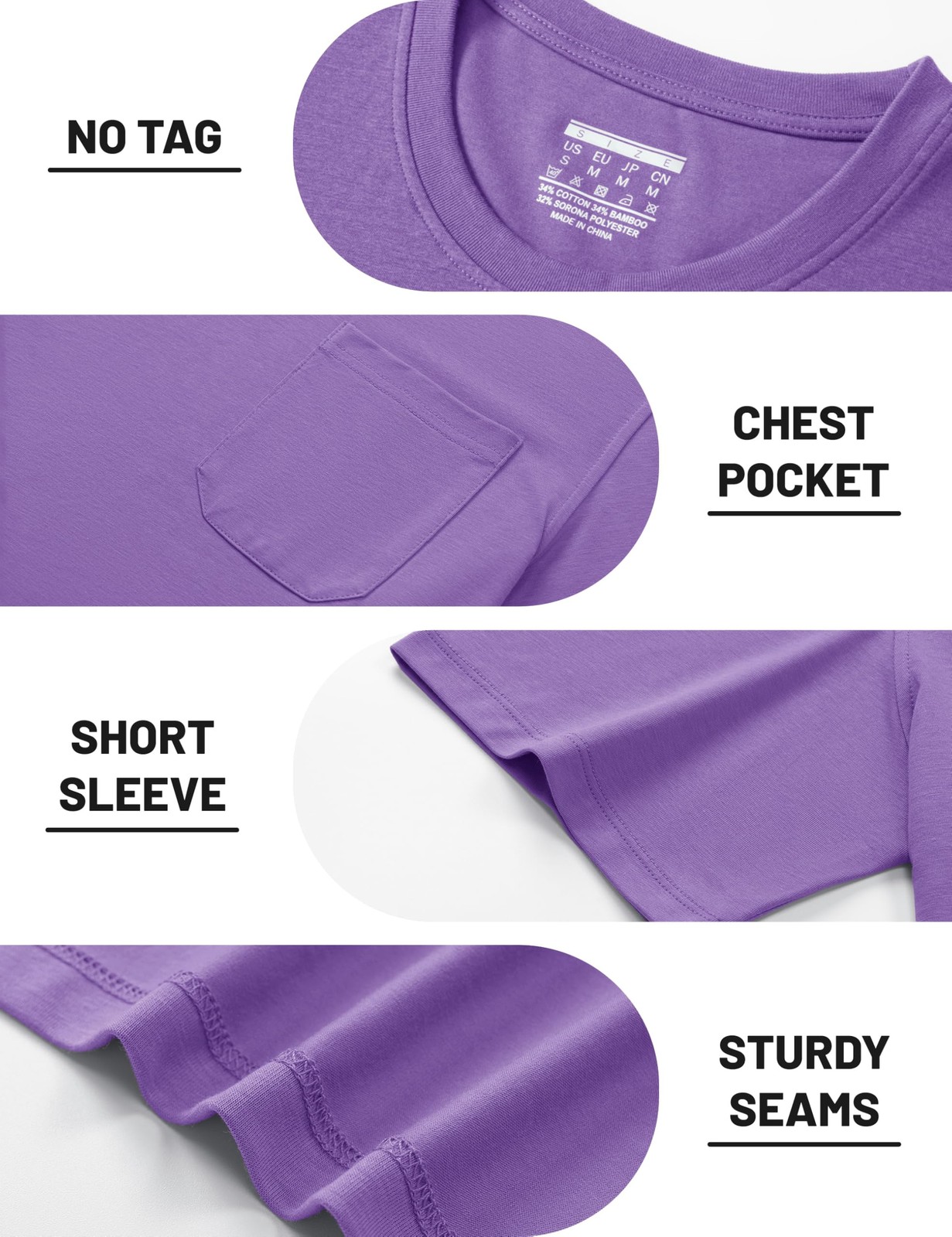 TACVASEN Men's T-Shirts Summer Shirts Casual Cotton XX-Large, Light Purple gallery