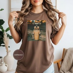 Funny Miniature Schnauzer Drinking Iced Coffee Unisex T-Shirt