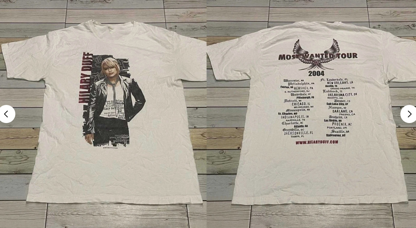 VTG 2004 Hilary Duff Most Wanted Tour 2 Sides White S to 4XL Shirt gallery
