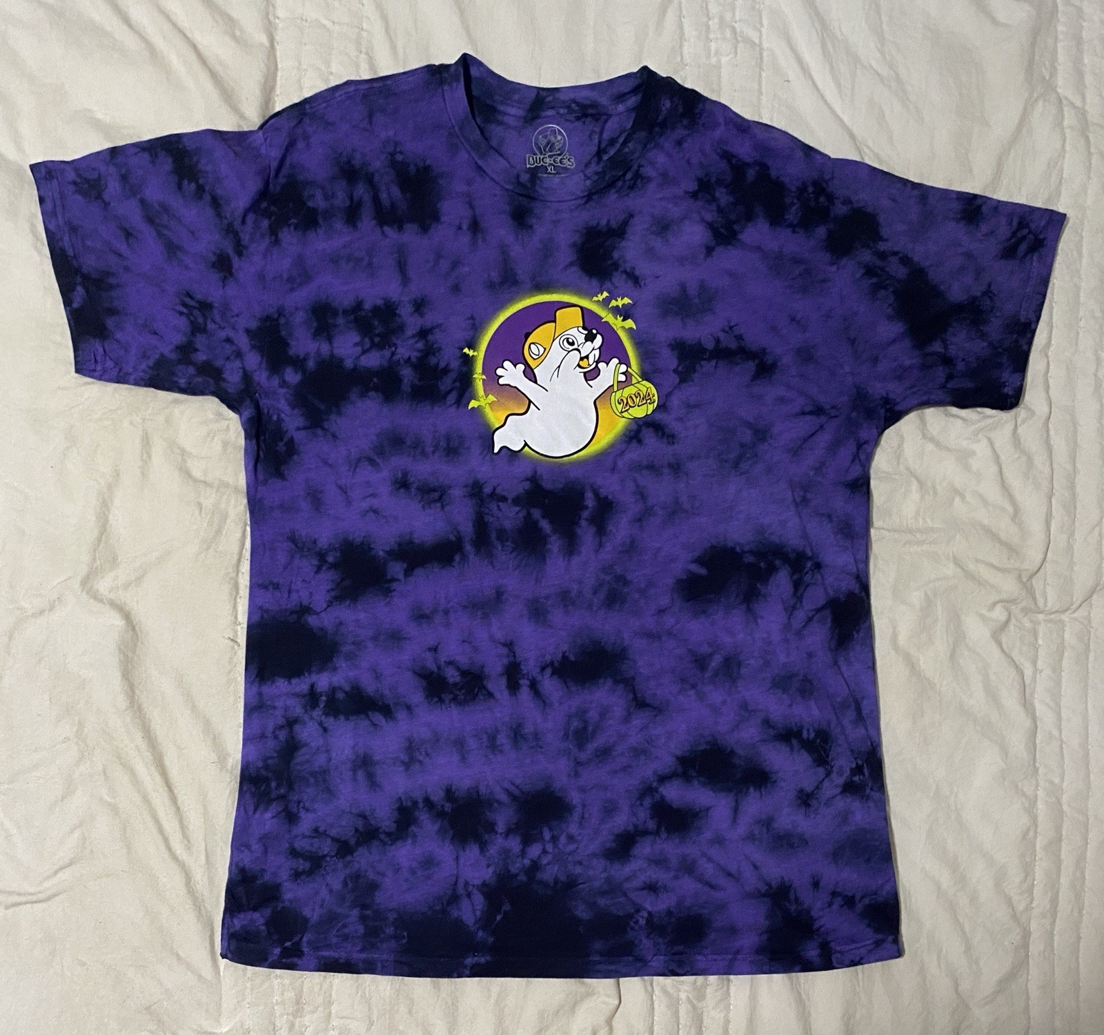 Bucees Hey Boo! Purple and Black Tie Dye T-Shirt Size XL