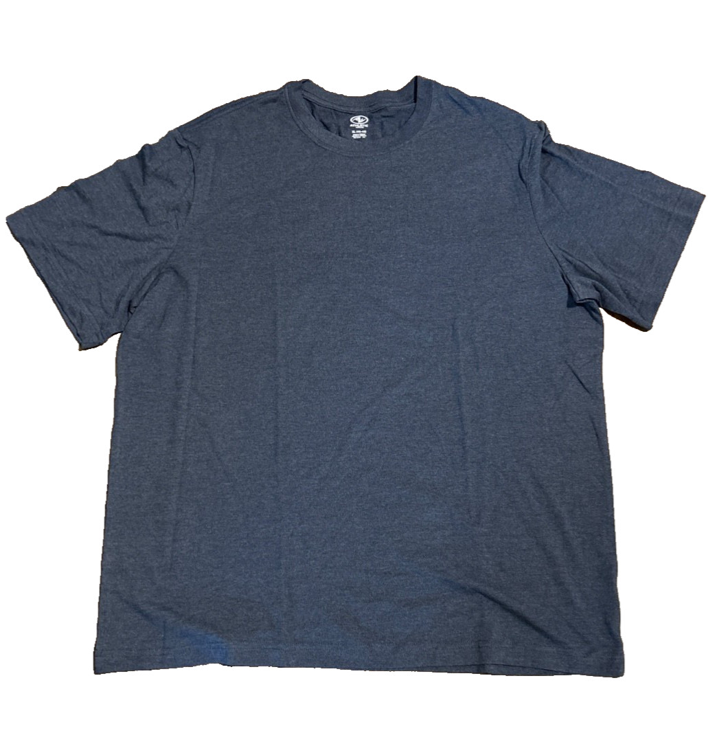 men's heathered, blue, short sleeve T-shirt, blank polyester, cotton rayon blend gallery