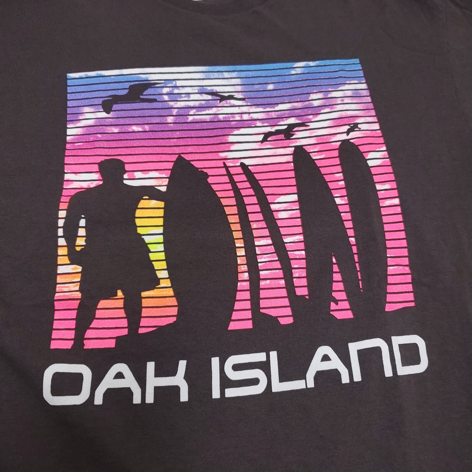 Oak Island NC Surfboard Sunset Mens Size Large Gray Short Sleeve T-Shirt gallery