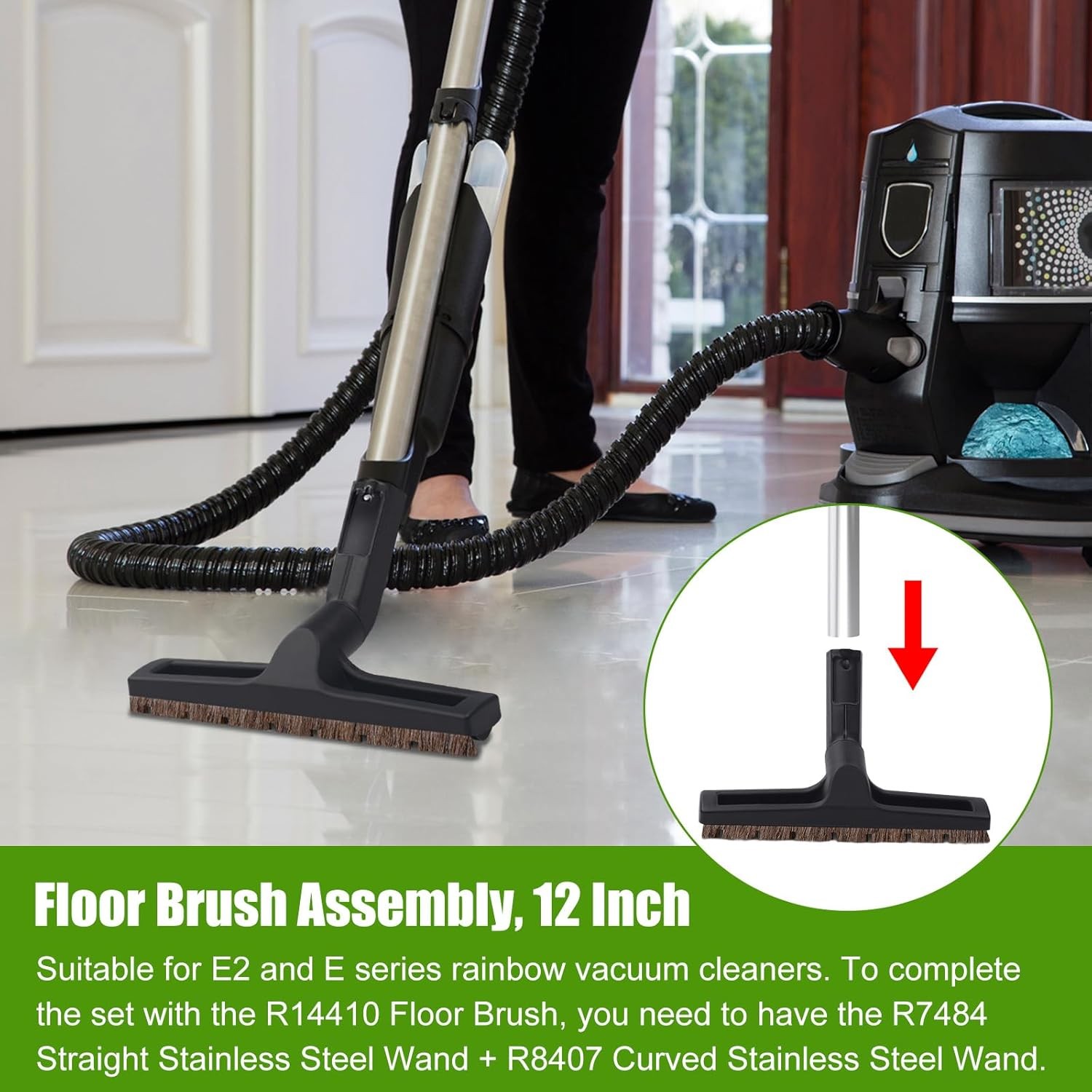Vacuum Floor Brush 12 Inch 360 Swivel Head Compatible with E2 and E Series