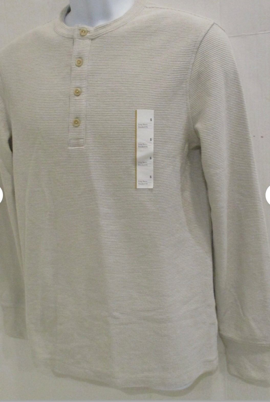 Men’s Ribbed Thermal Henley Long Sleeve Shirt Goodfellow & Co Gray Choose Size gallery