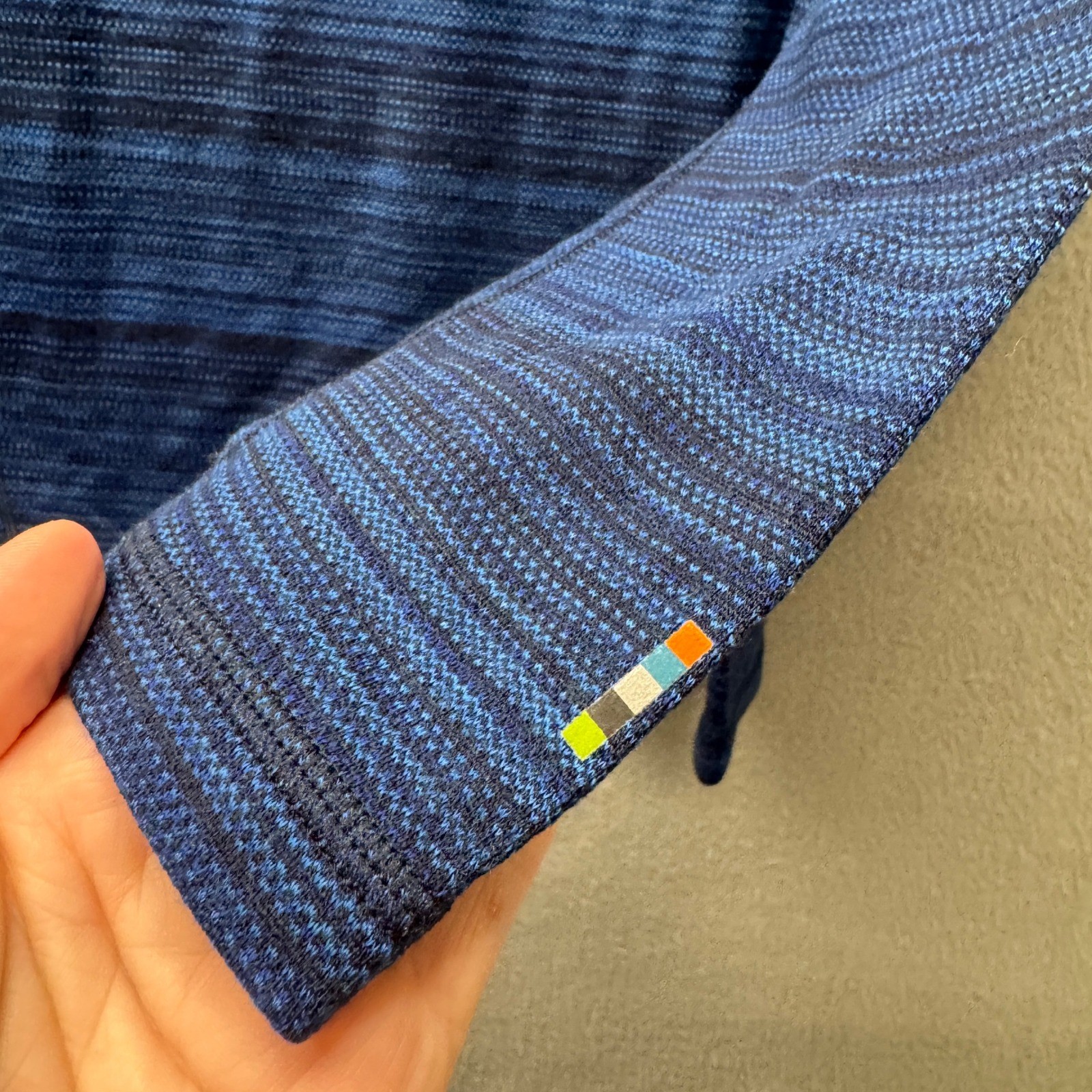 Smartwool Shirt Mens Large Merino Wool Crew Neck Blue Striped Base Layer gallery