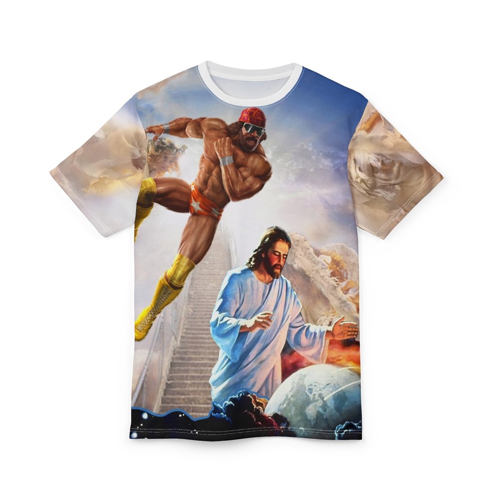 WWE Macho Man Randy Savage vs Jesus Christ T-Shirt, Graphic Tee, Retro Wrestling