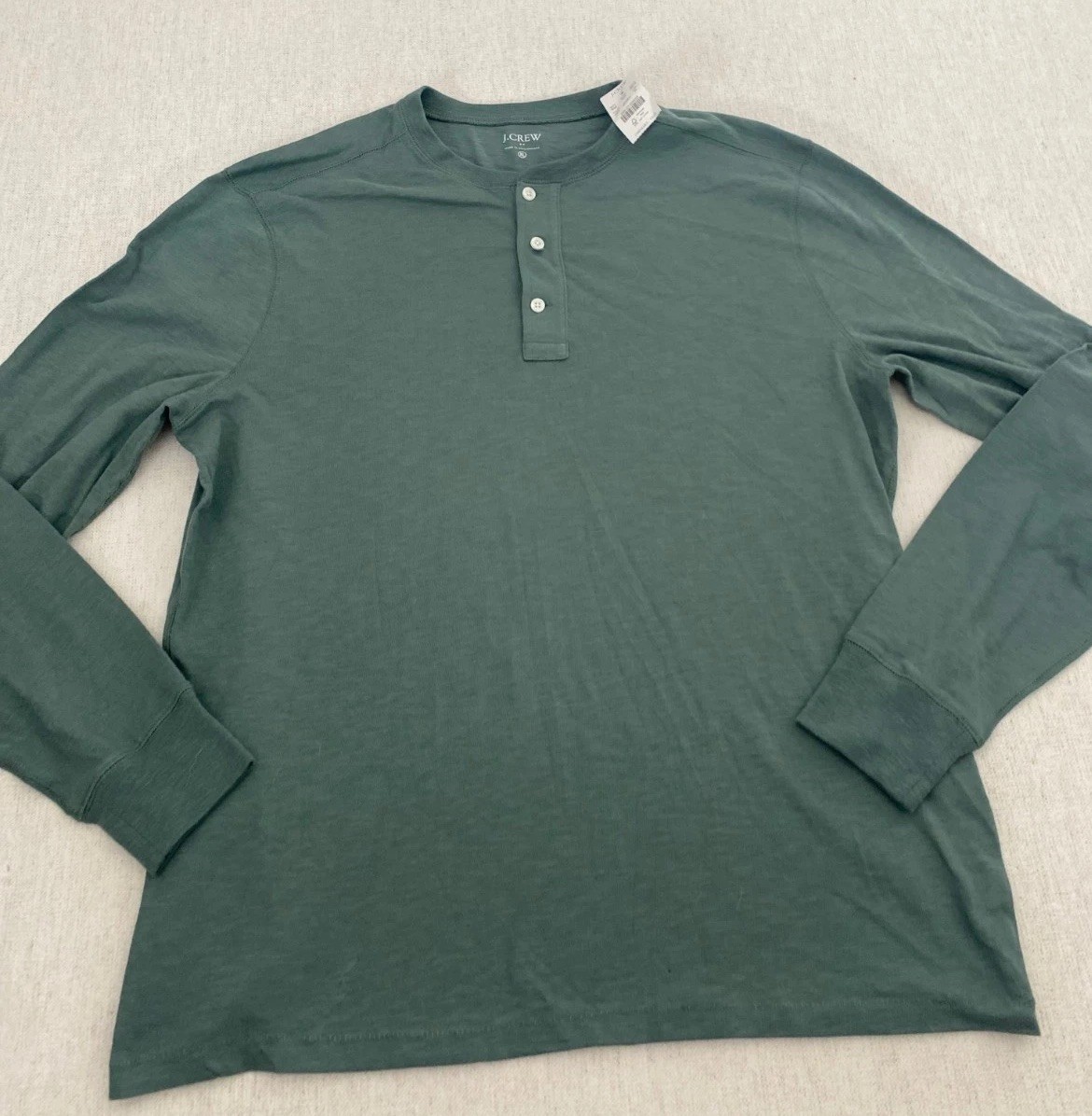 J.Crew Henley T-Shirt Mens XL Green Long Sleeve Button Front Cuff Pullover NWT gallery